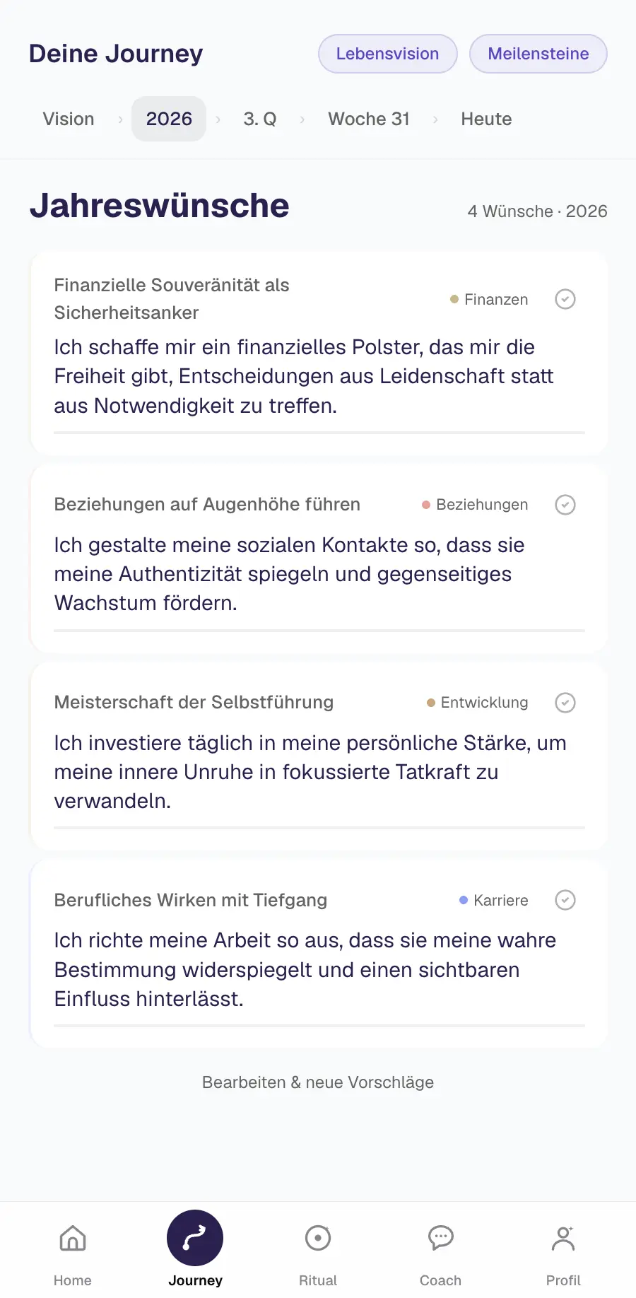 Ansicht der Wunschkaskade von der Vision bis zum heutigen Tag